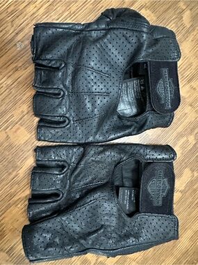 Harley-Davidson Men's Perforated Fingerless Leather Riding Gloves